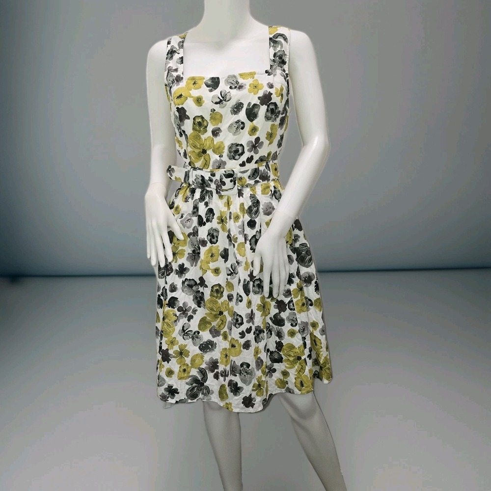 Wayward‎ Fancies Floral Dress Size 14 Belted Sleeveless Cottagecore Midi